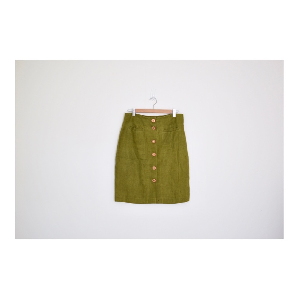 Vintage lime green linen skirt